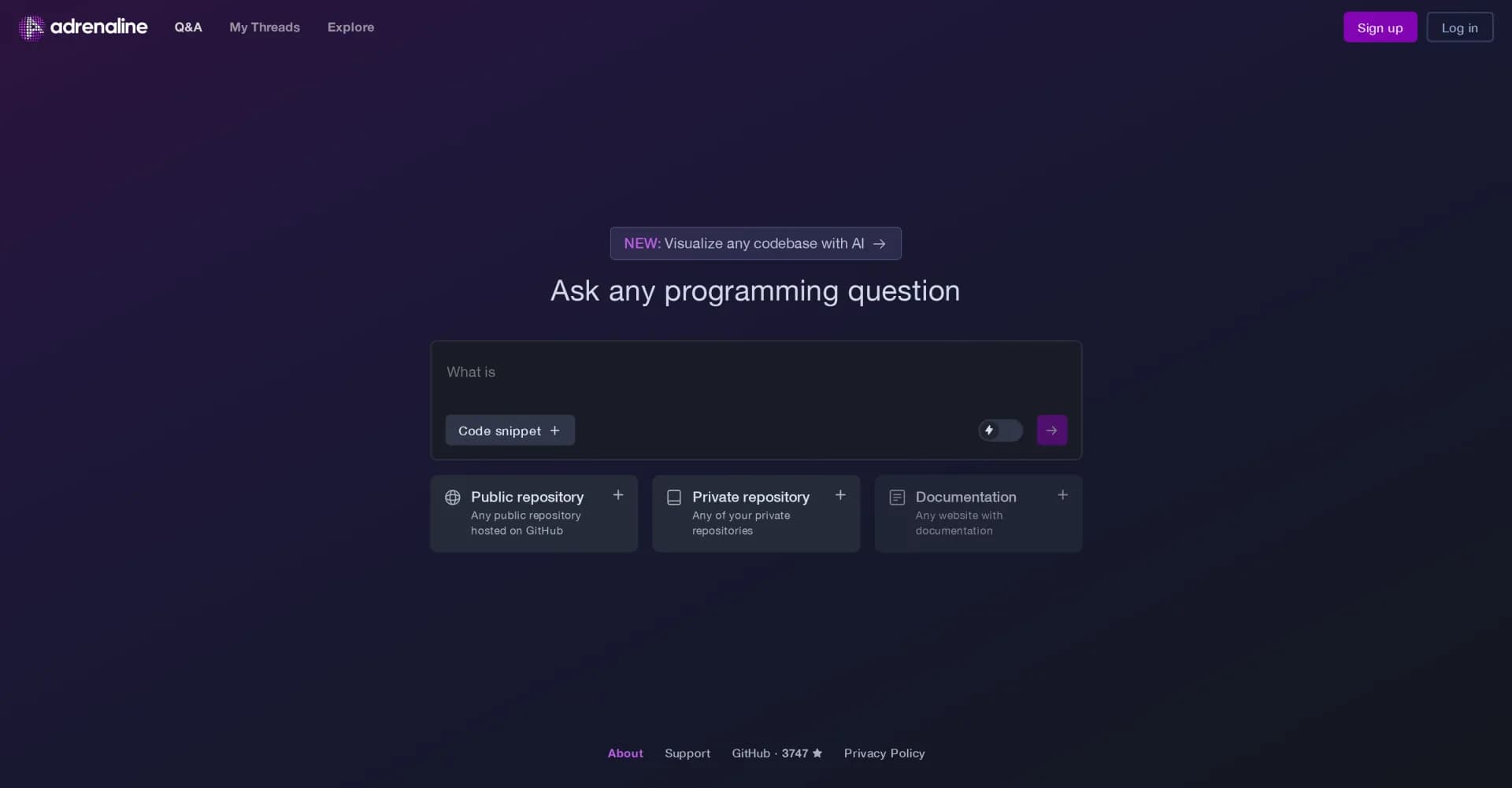 Adrenaline Json homepage screenshot — Supercharge your workflow with AI