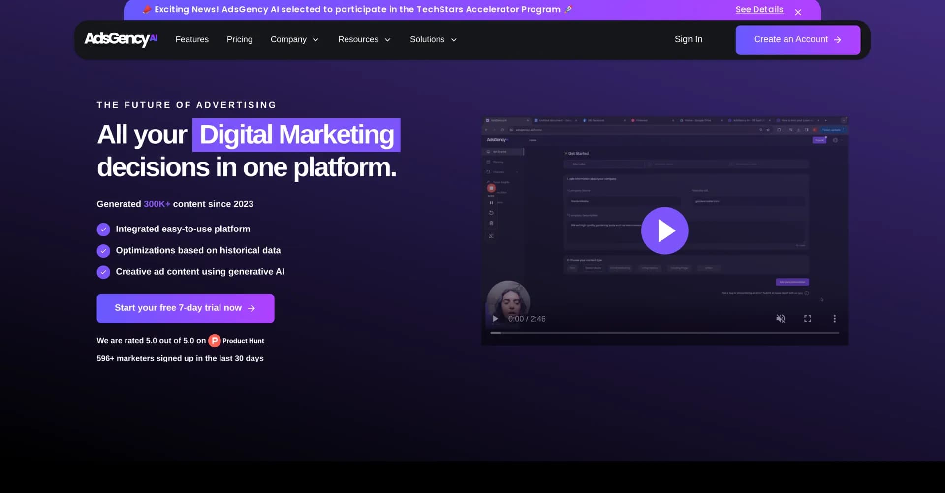 AdsGency homepage screenshot — Maximize ROI with AI-powered ad creation and optimization.