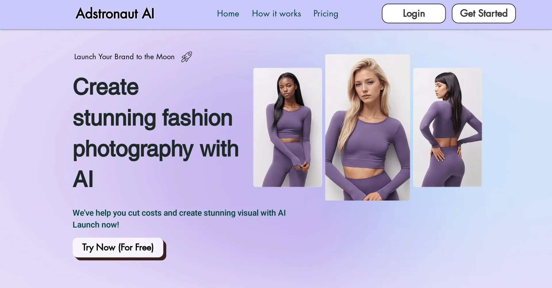 Adstronaut homepage screenshot — AI-powered visuals to launch your brand to the moon.
