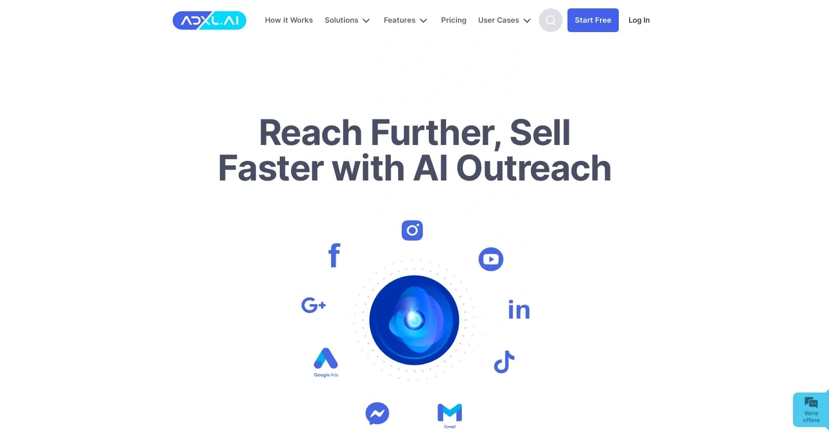 ADXL homepage screenshot — Managed automated social media ad campaigns.