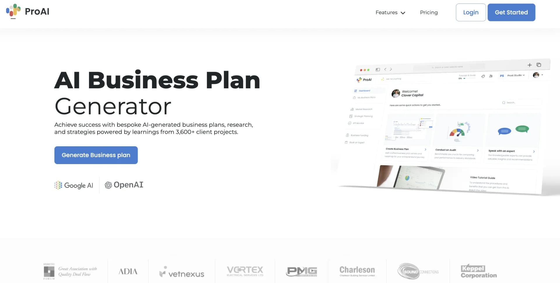 AI Business Planv3 homepage screenshot — Generate a custom business plans and pitch decks in minutes.