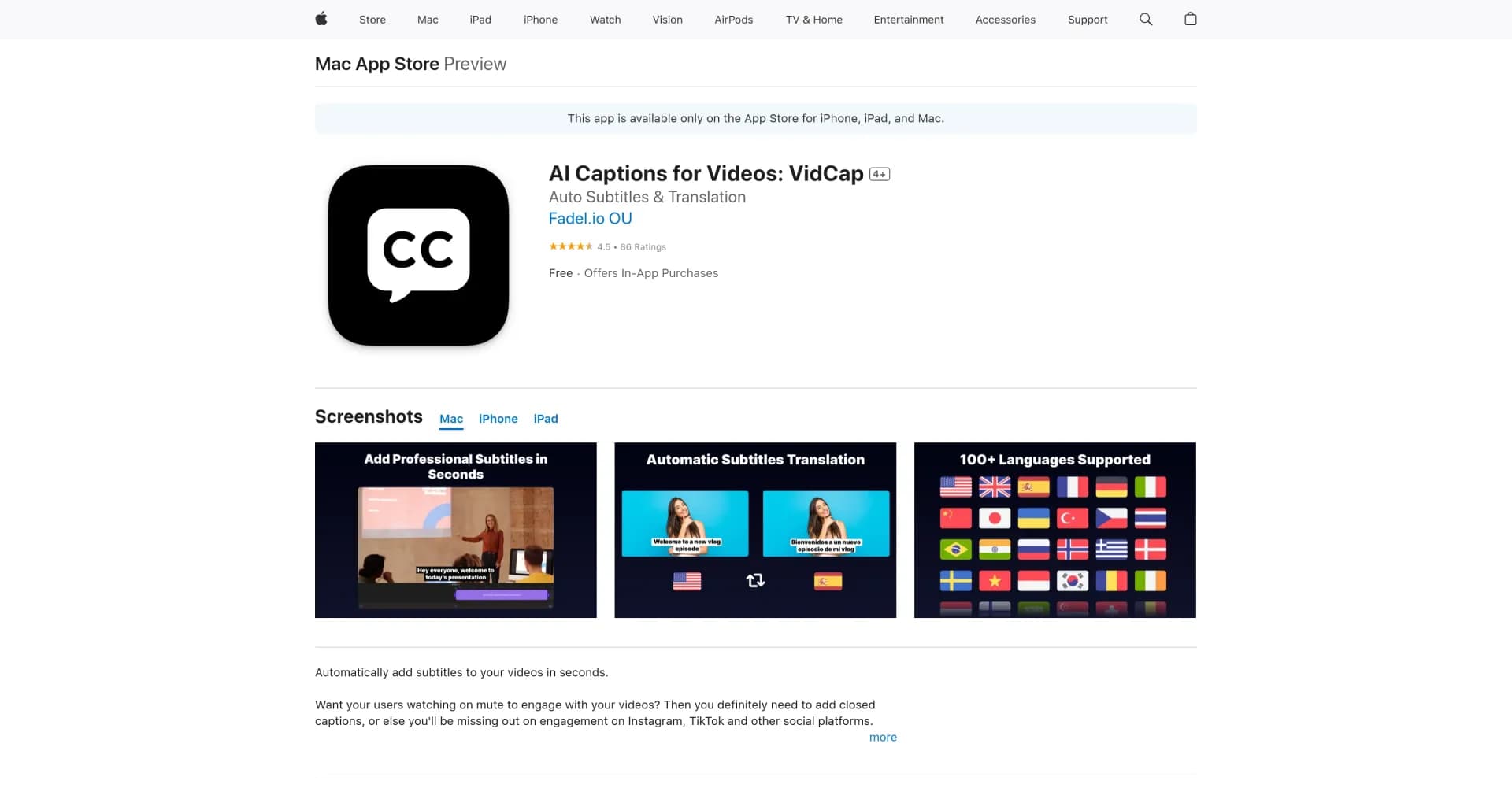 AI Captions for Videos: VidCap homepage screenshot — Auto-generate subtitles for videos in seconds.