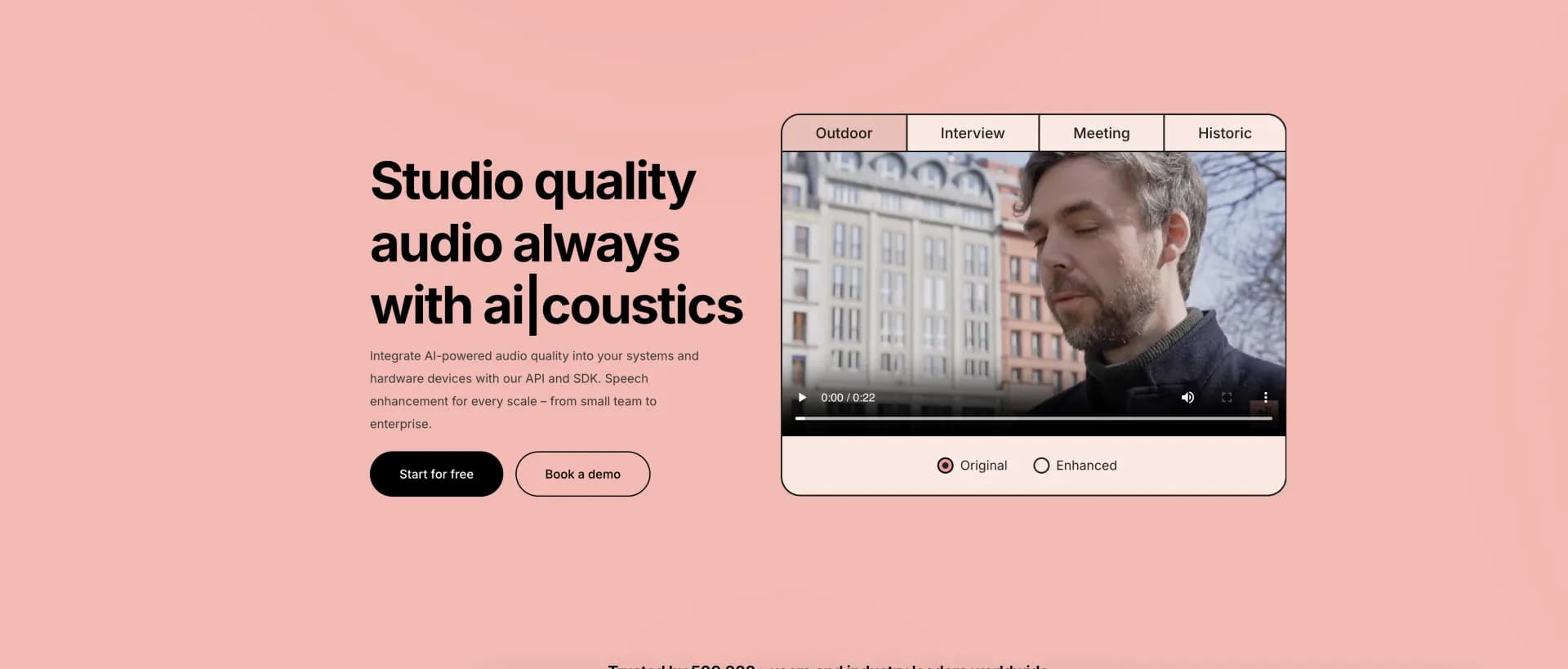 ai|coustics homepage screenshot — High Quality Audio From Any Device, Anywhere