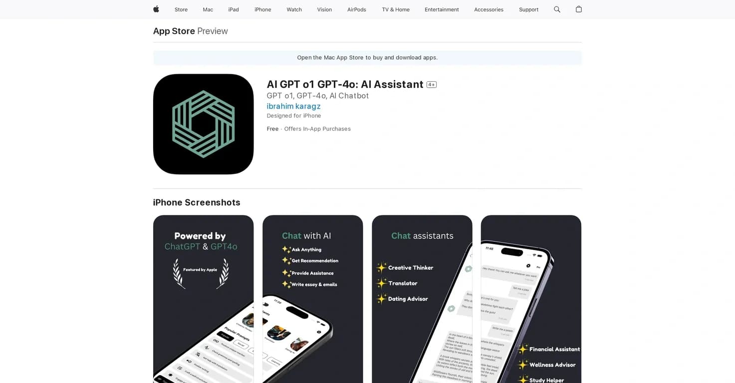 AI GPT o1 GPT-4o: AI Assistant homepage screenshot — Transform your day with instant AI solutions.