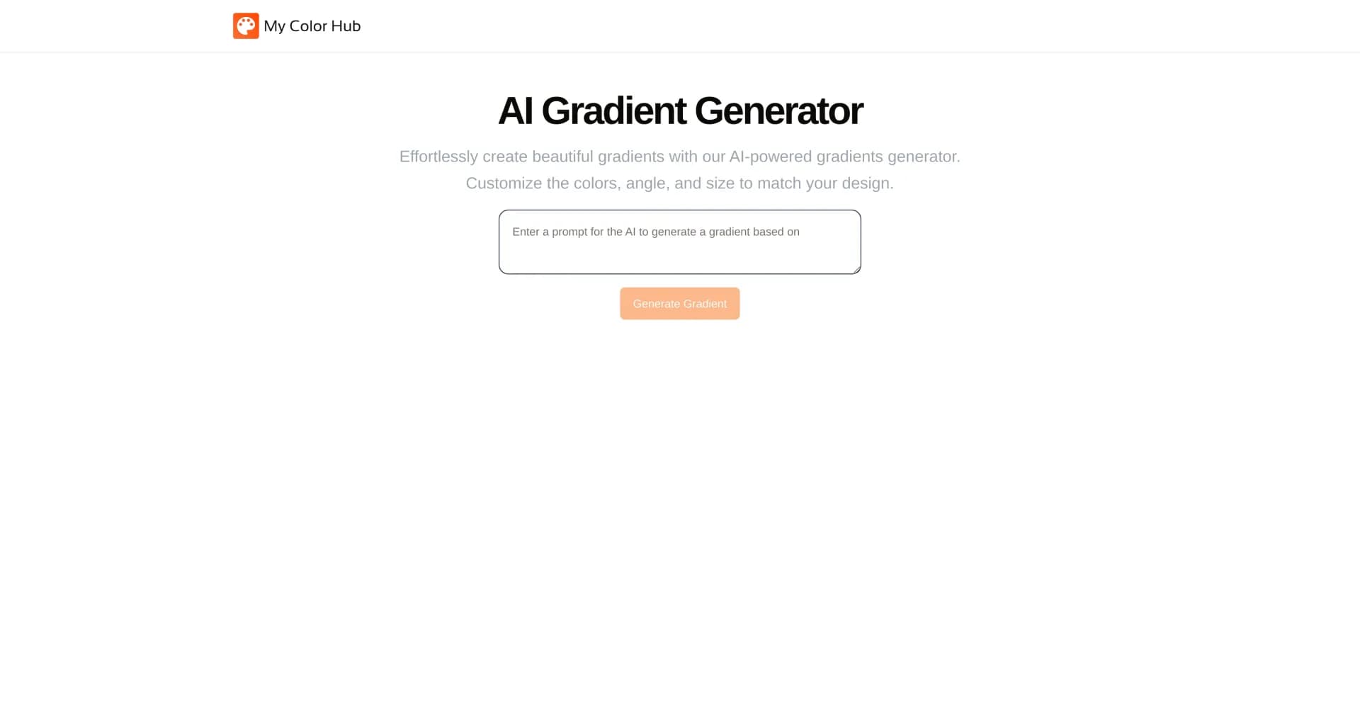 AI Gradient Generator homepage screenshot — AI-powered gradients at your fingertips.