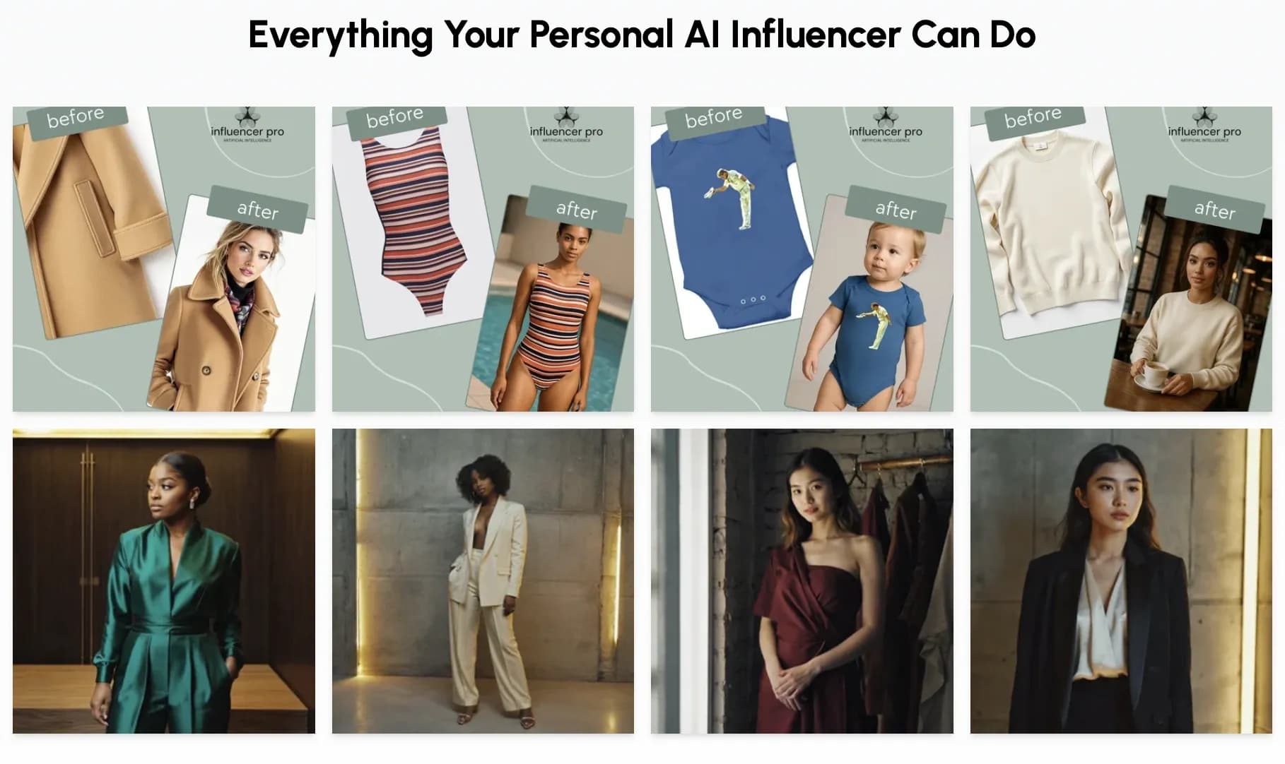 AI Influencer Pro homepage screenshot — Your Brand, Your Models, Your Control.