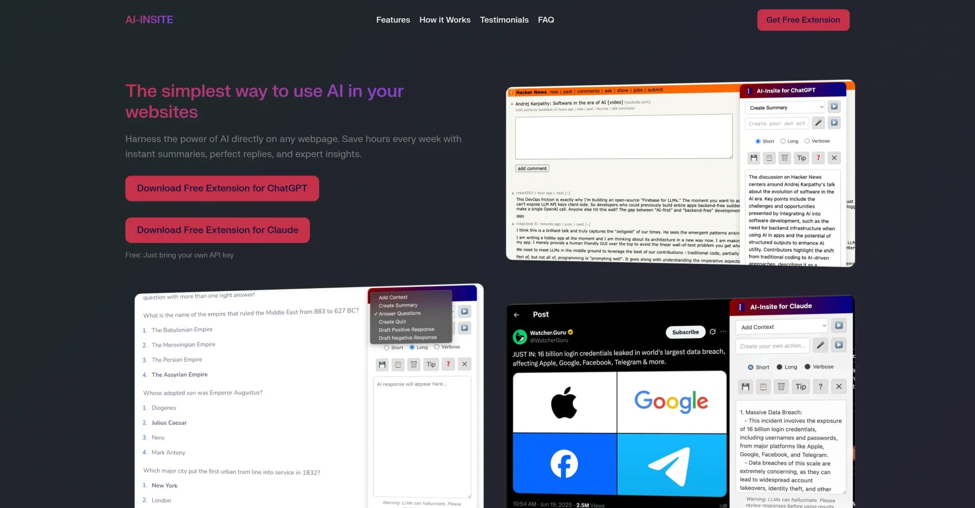 AI-Insite - Bring AI power to any webpage. homepage screenshot — Bring AI power to any webpage.