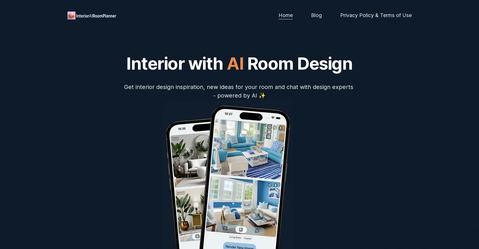 Casavista Dec AI Room Design homepage screenshot — Join 1M+ room redesigns with Casavista app!