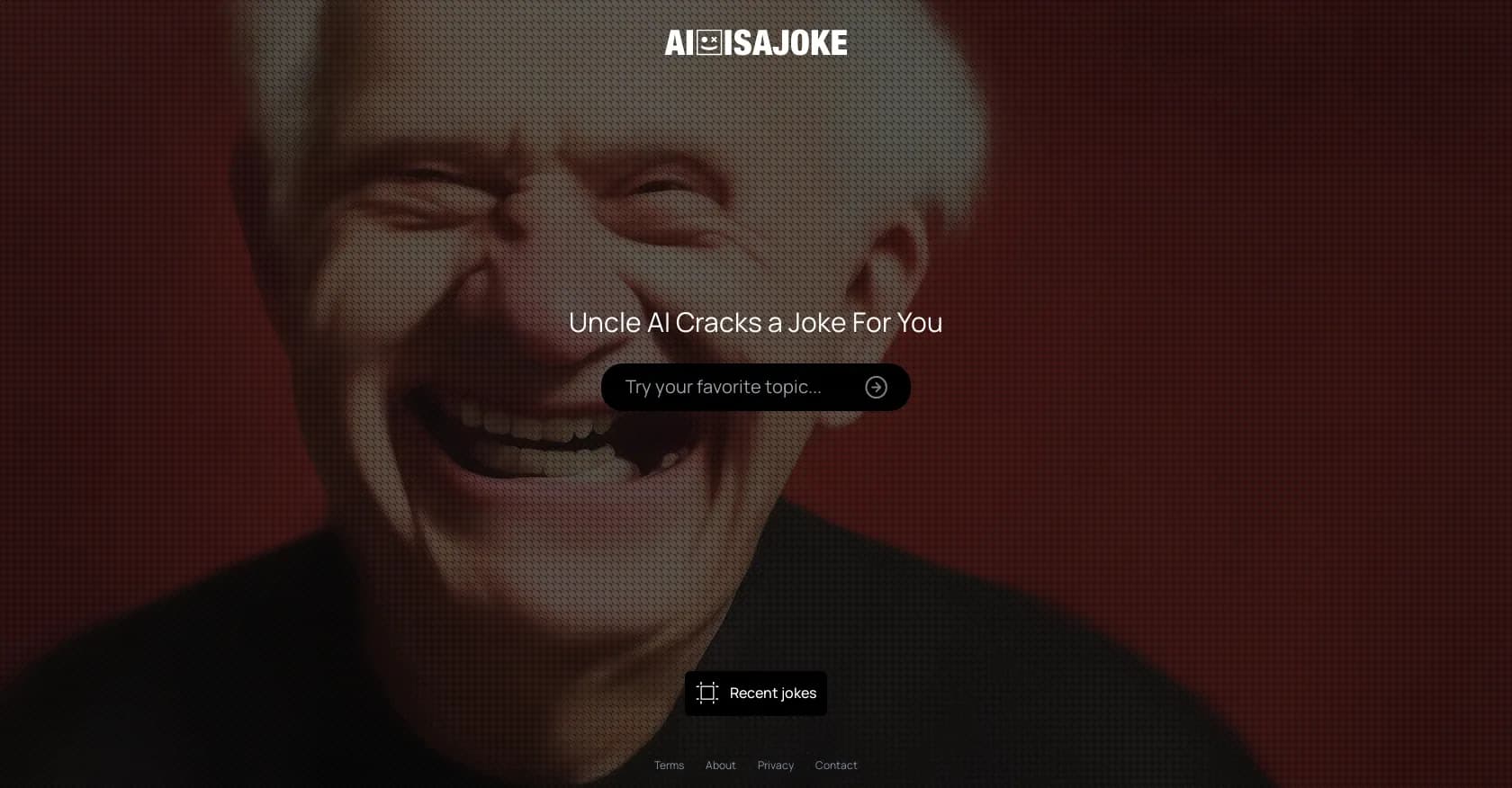 AI Is A Joke homepage screenshot — Generate any joke with AI-powered humor.