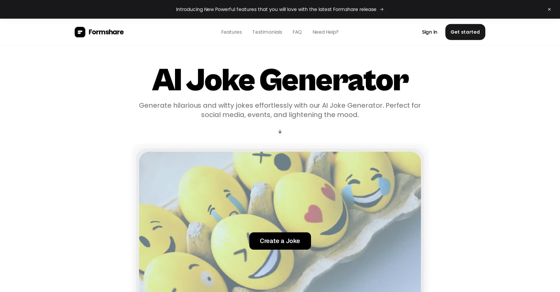 AI Joke Generator homepage screenshot — Effortlessly generate hilarious jokes with AI.