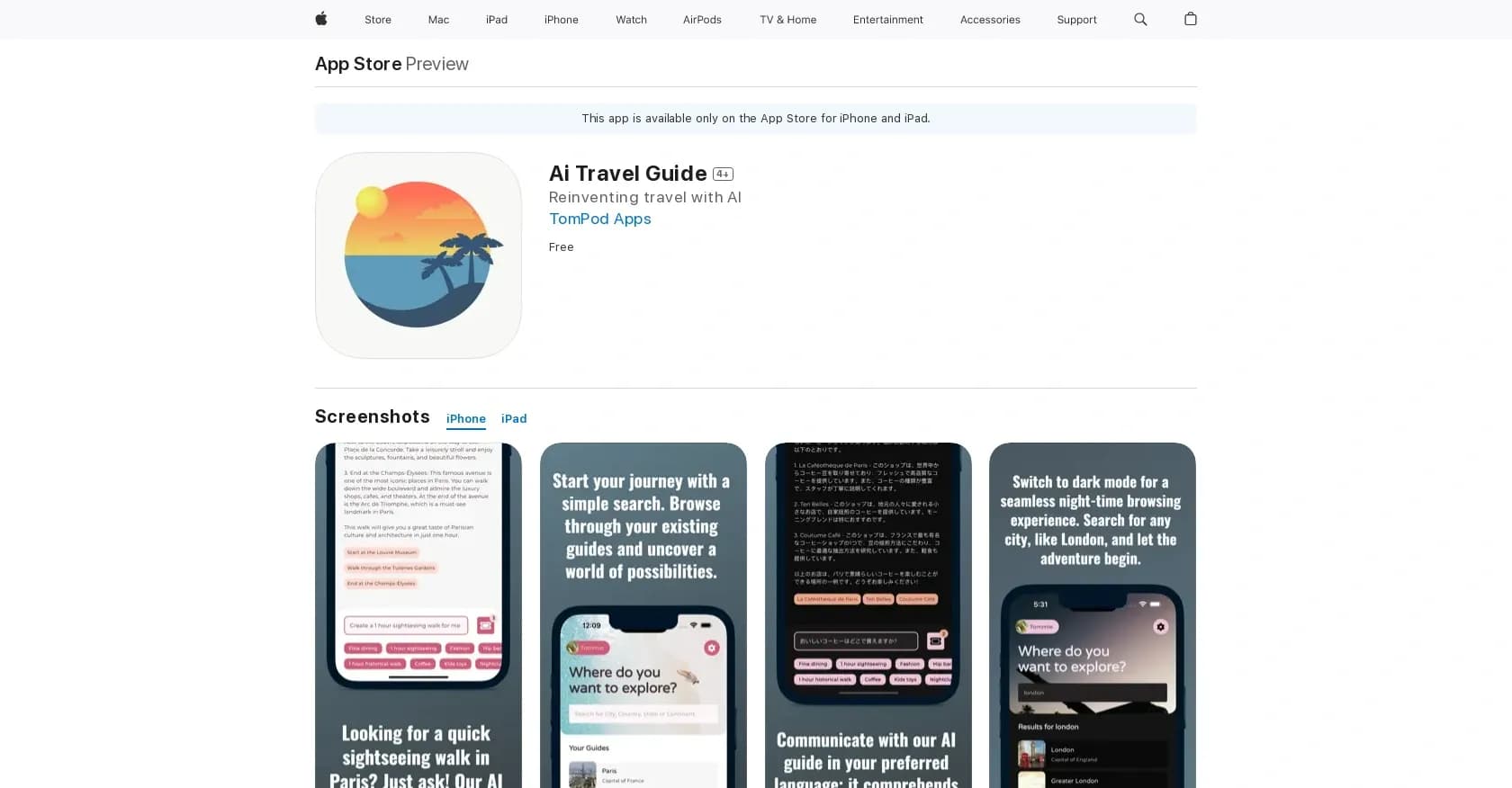 Ai Travel Guide homepage screenshot — Travel itinerary planning & destination reviews.