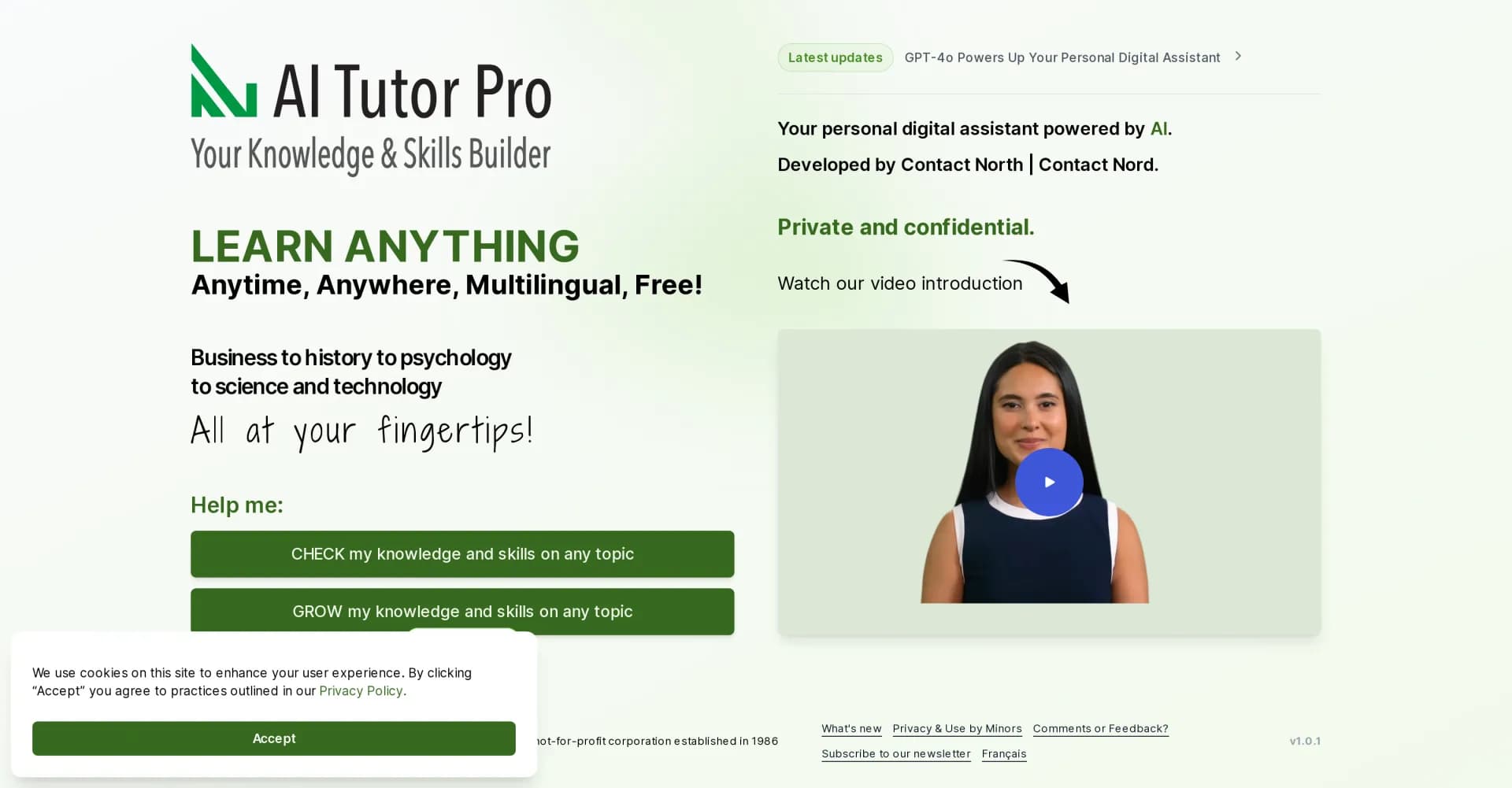 AI Tutor Pro homepage screenshot — Your personal digital assistant powered by AI.