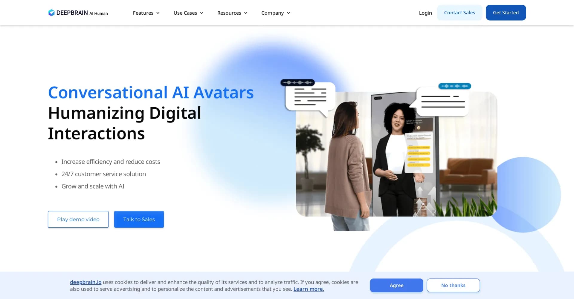AiHuman homepage screenshot — AI Avatars that look and sound human