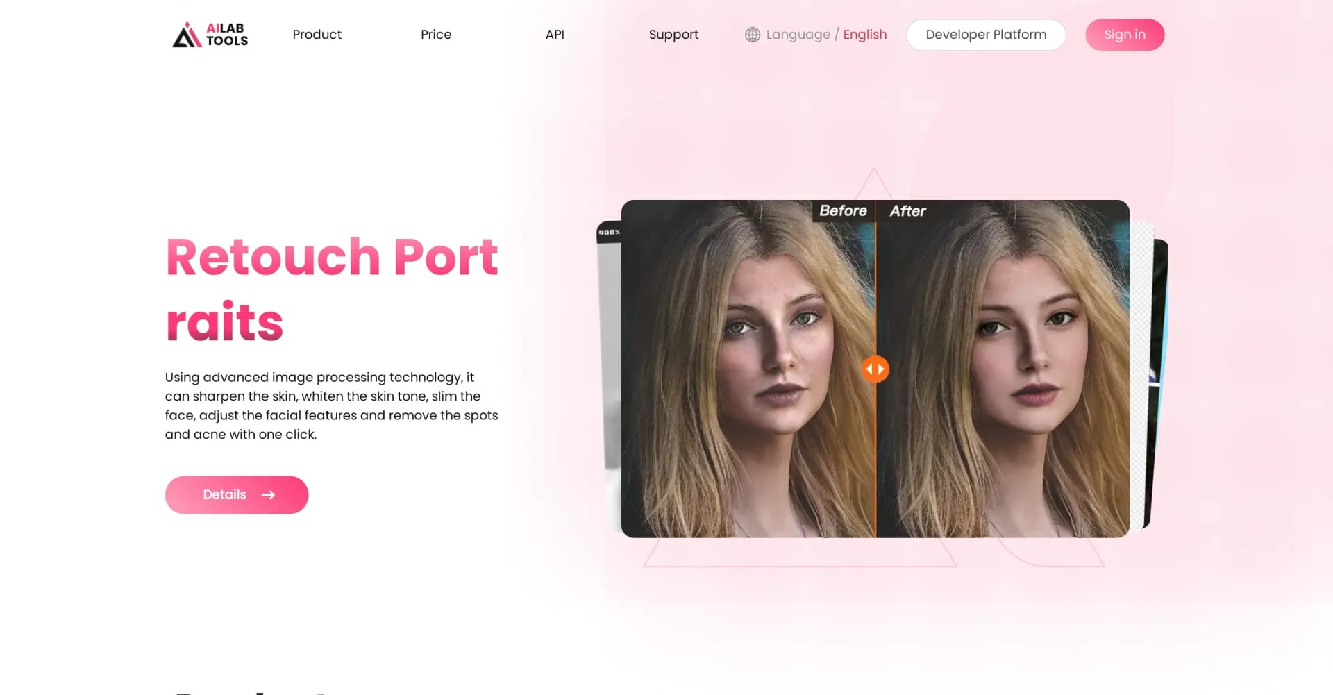 AILab Tools homepage screenshot — Powerful AI image editing tools at your fingertips