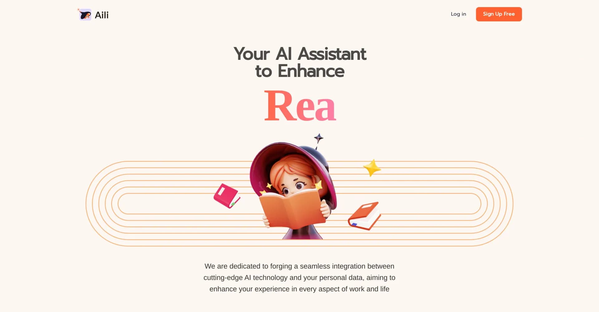 Aili homepage screenshot — AI assistant that enhances work and life