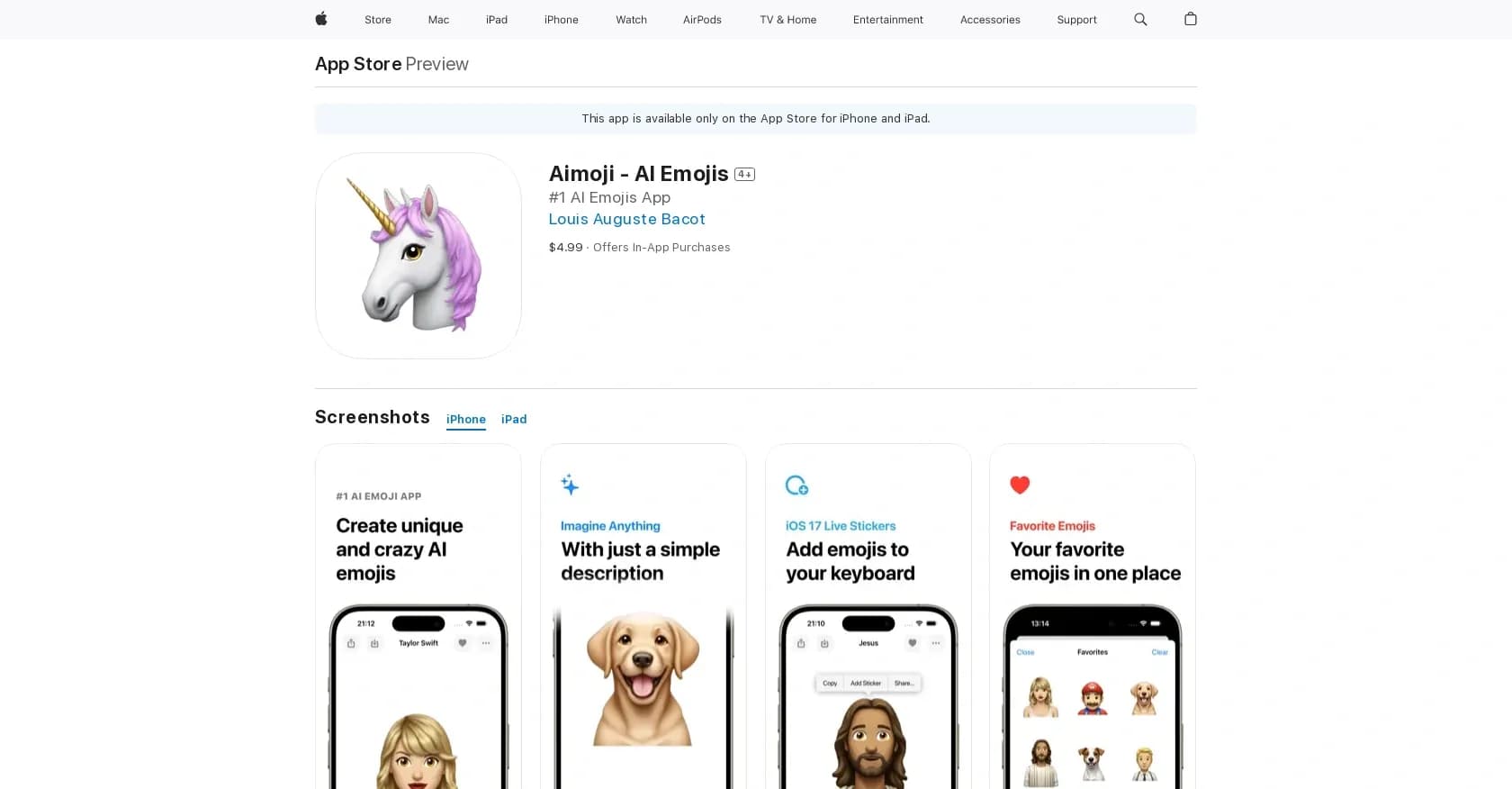 Aimoji homepage screenshot — Improved communication using generated emojis.