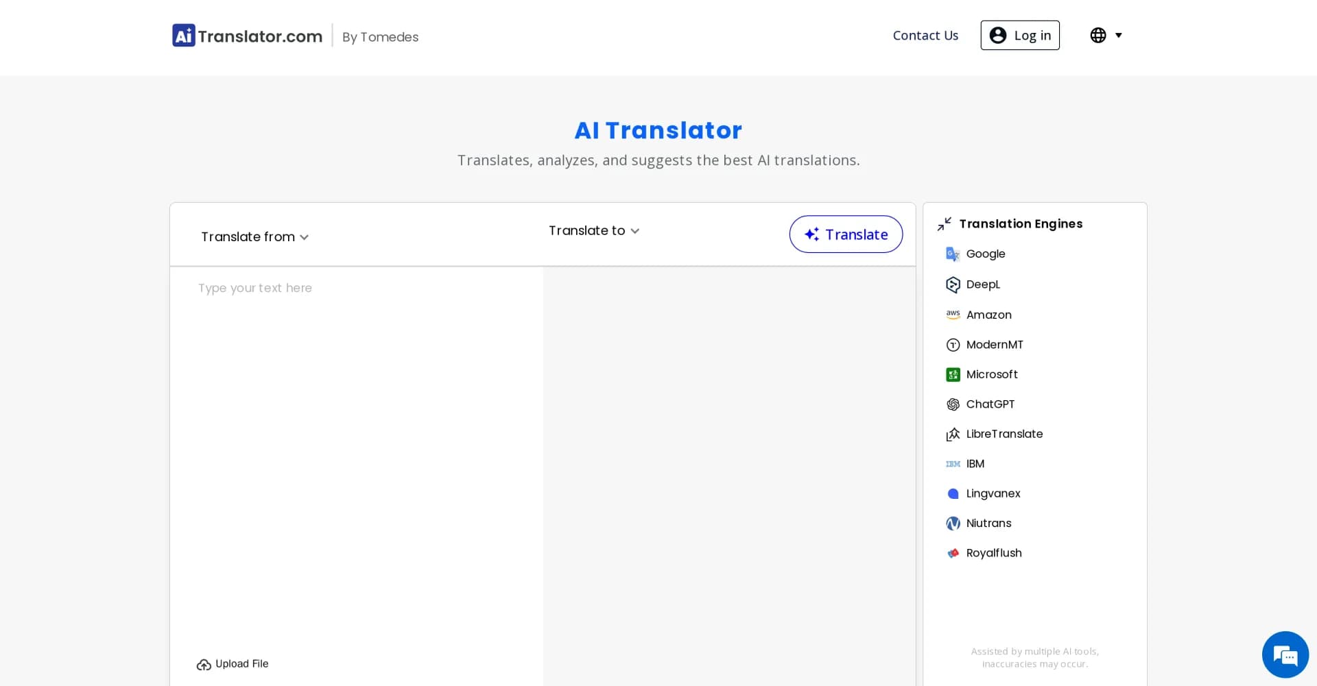 AITranslator homepage screenshot — Expert AI translation for professionals and businesses.