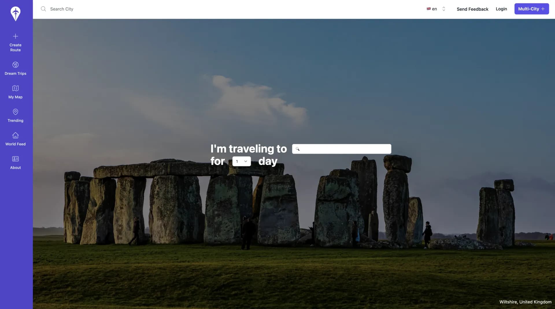 Alcotravelv1.1.0 homepage screenshot — Generated suggestions for travel itineraries.