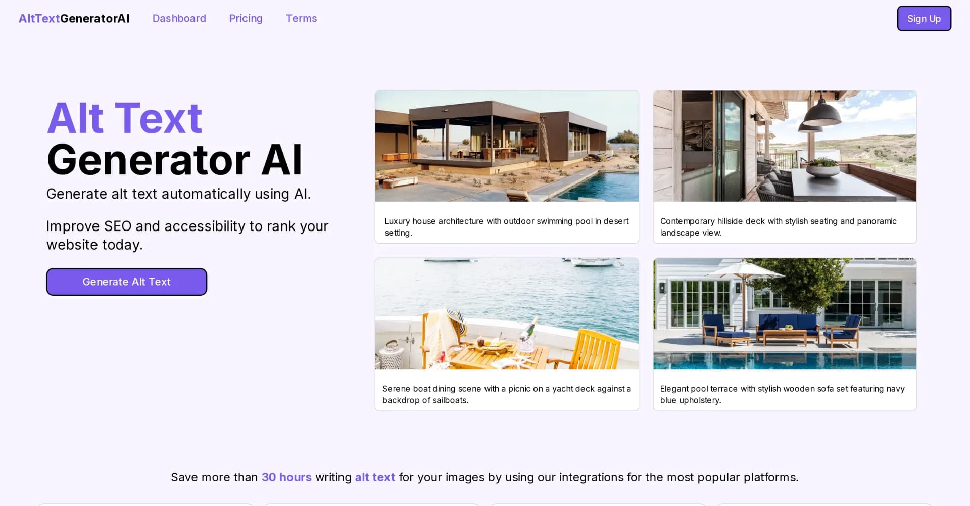 Alt Text AI Generator homepage screenshot — Generate SEO-friendly alt text for images with AI