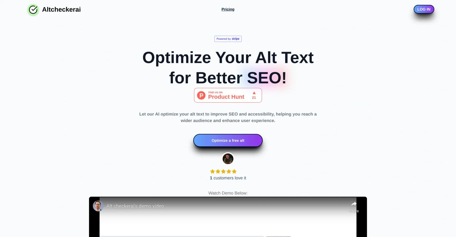 altcheckerai homepage screenshot — AI-powered alt text optimization for SEO and accessibility