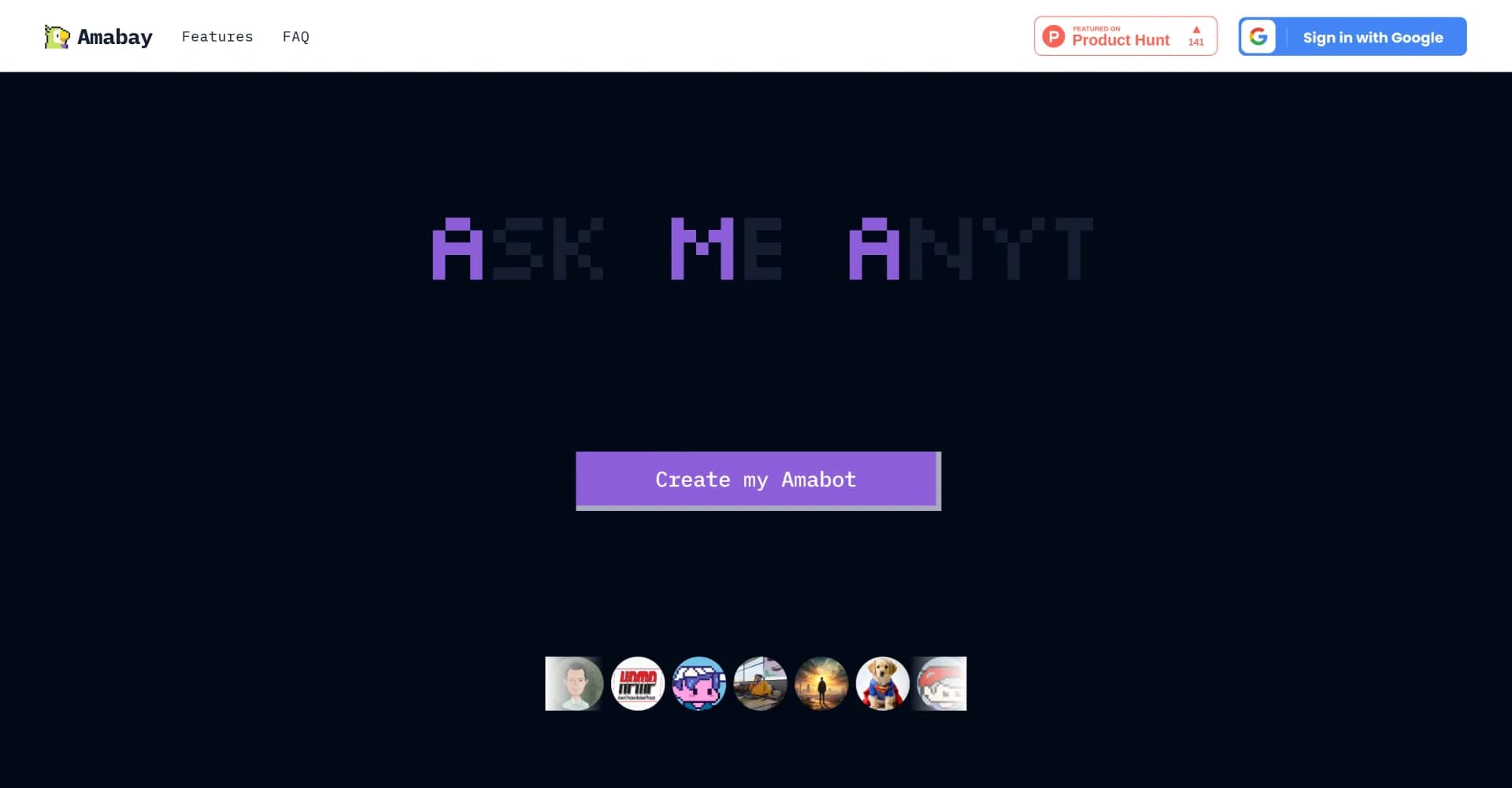 Amabay homepage screenshot — Your AI ambassador for global queries