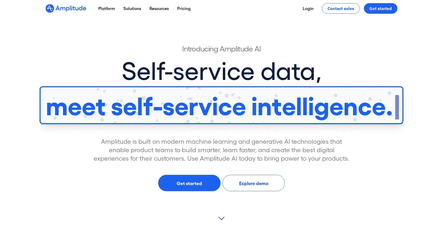 Amplitude homepage screenshot — AI-powered analytics for product innovation