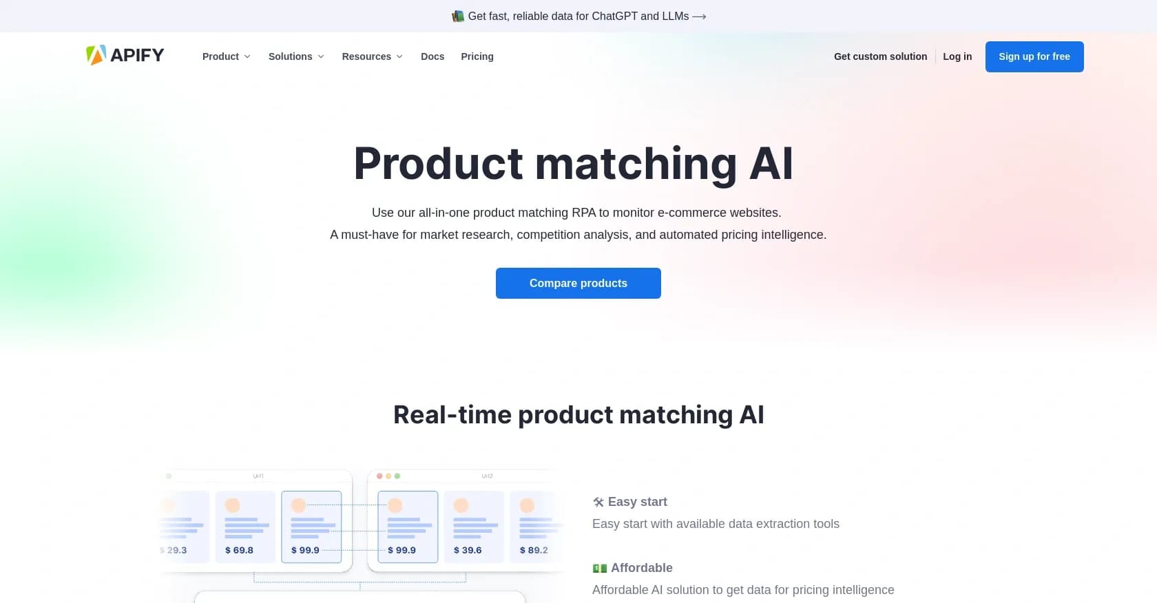 Apify homepage screenshot — Monitor e-commerce with all-in-one product mapping AI