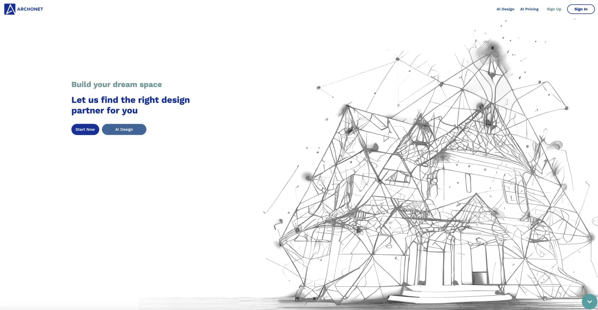 Archonet homepage screenshot — AI-powered home design and shopping platform