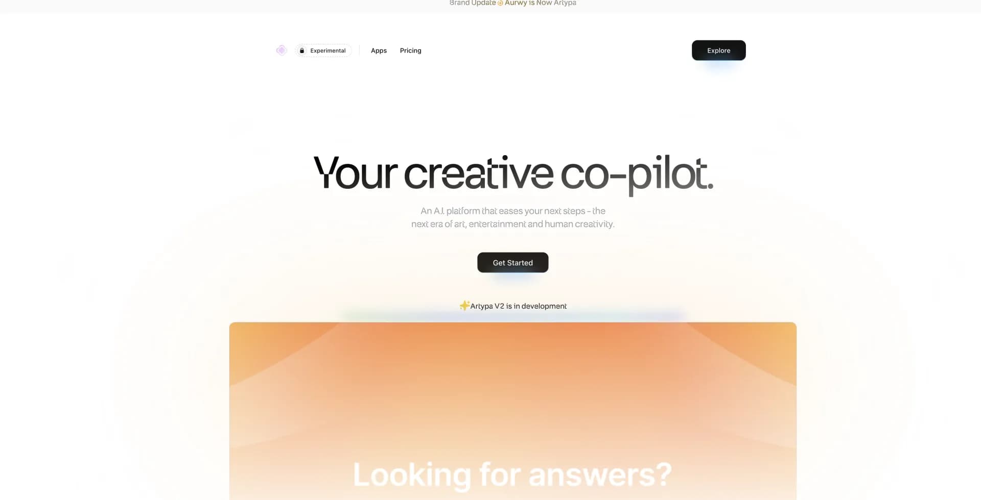 Artypa homepage screenshot — Enhancing your creativity with artificial intelligence