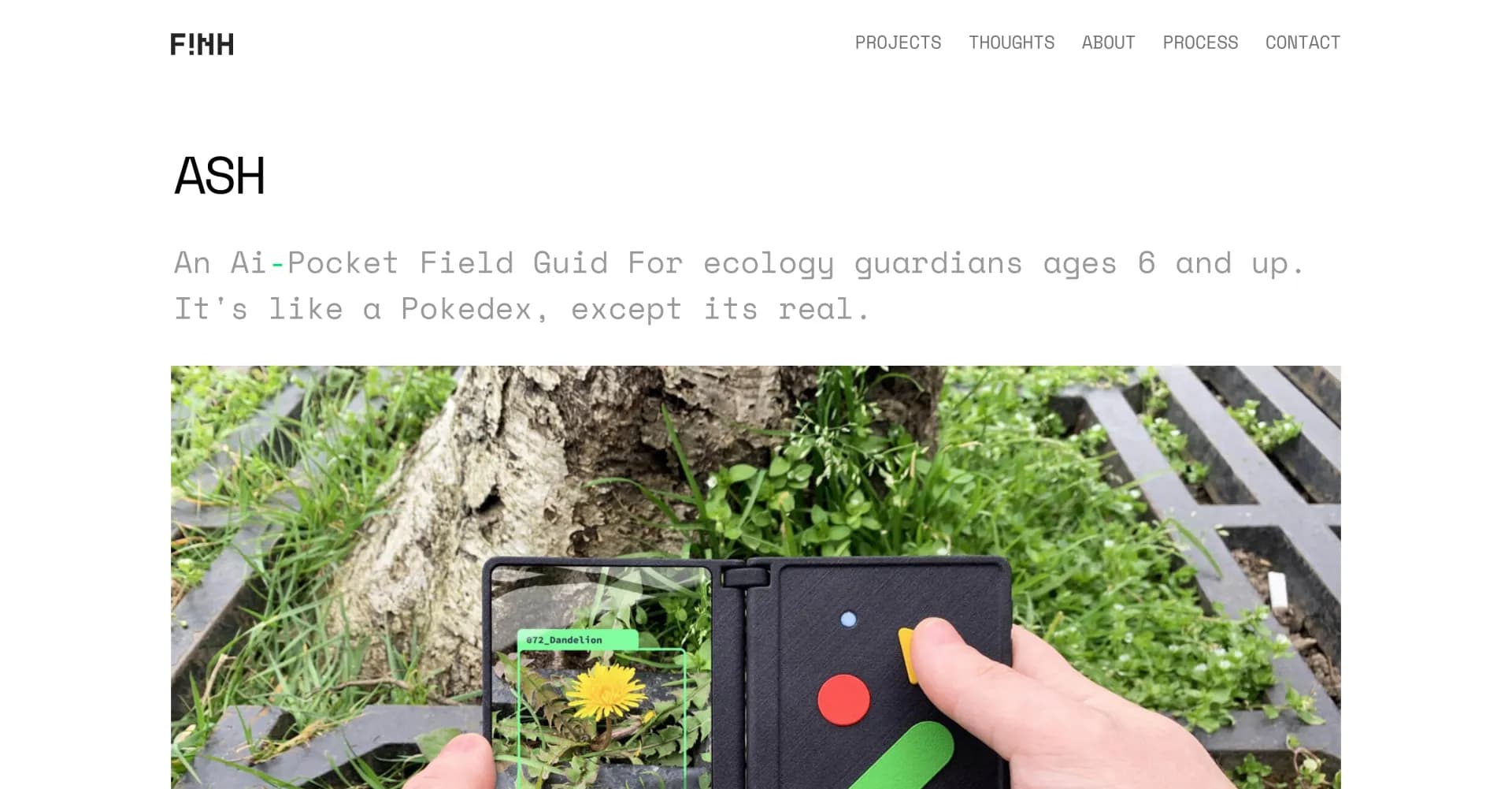 Ash homepage screenshot — Empower kids to discover nature with AI-powered exploration.