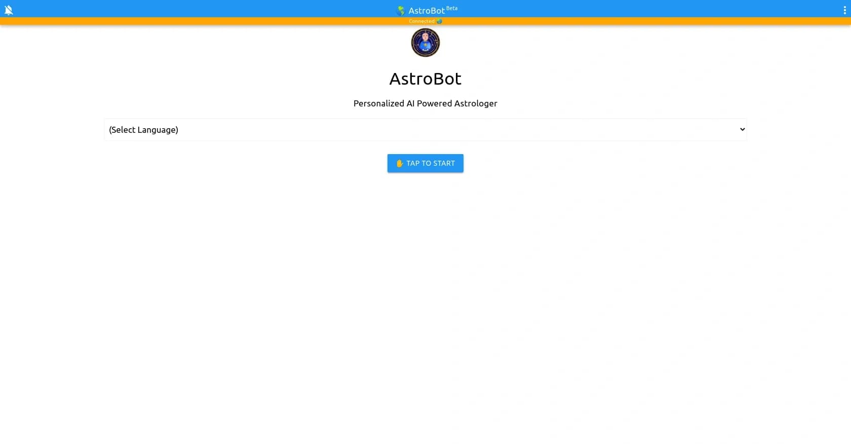 AstroBot homepage screenshot — Your AI-powered personal astrologer.