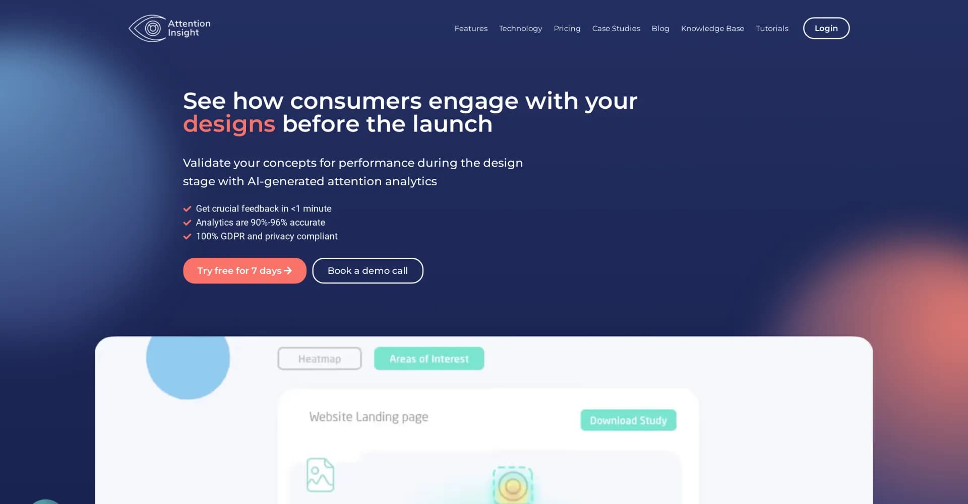 Attention Insight Heatmaps homepage screenshot — AI heatmaps predict user attention, boost conversions.