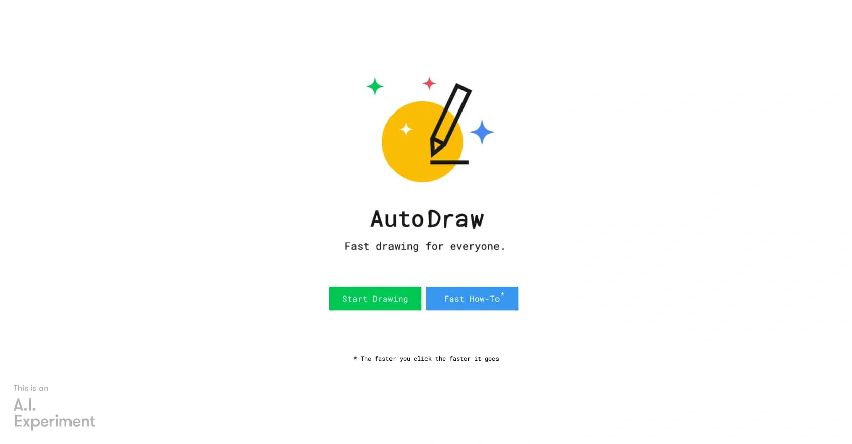 Auto Draw homepage screenshot — AI-powered fast drawing for everyone.
