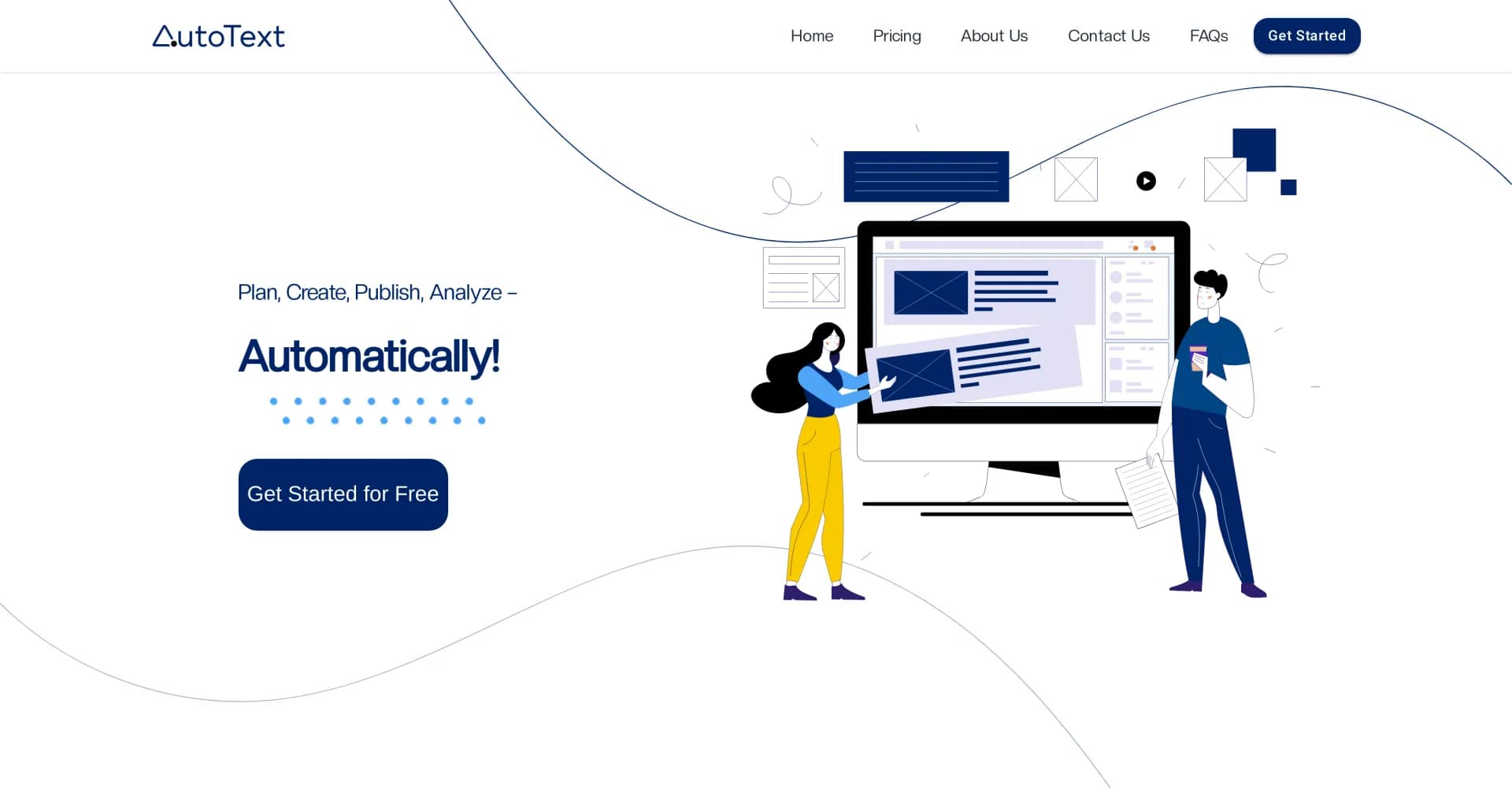 AutoText homepage screenshot — Automate your social media marketing with AI.