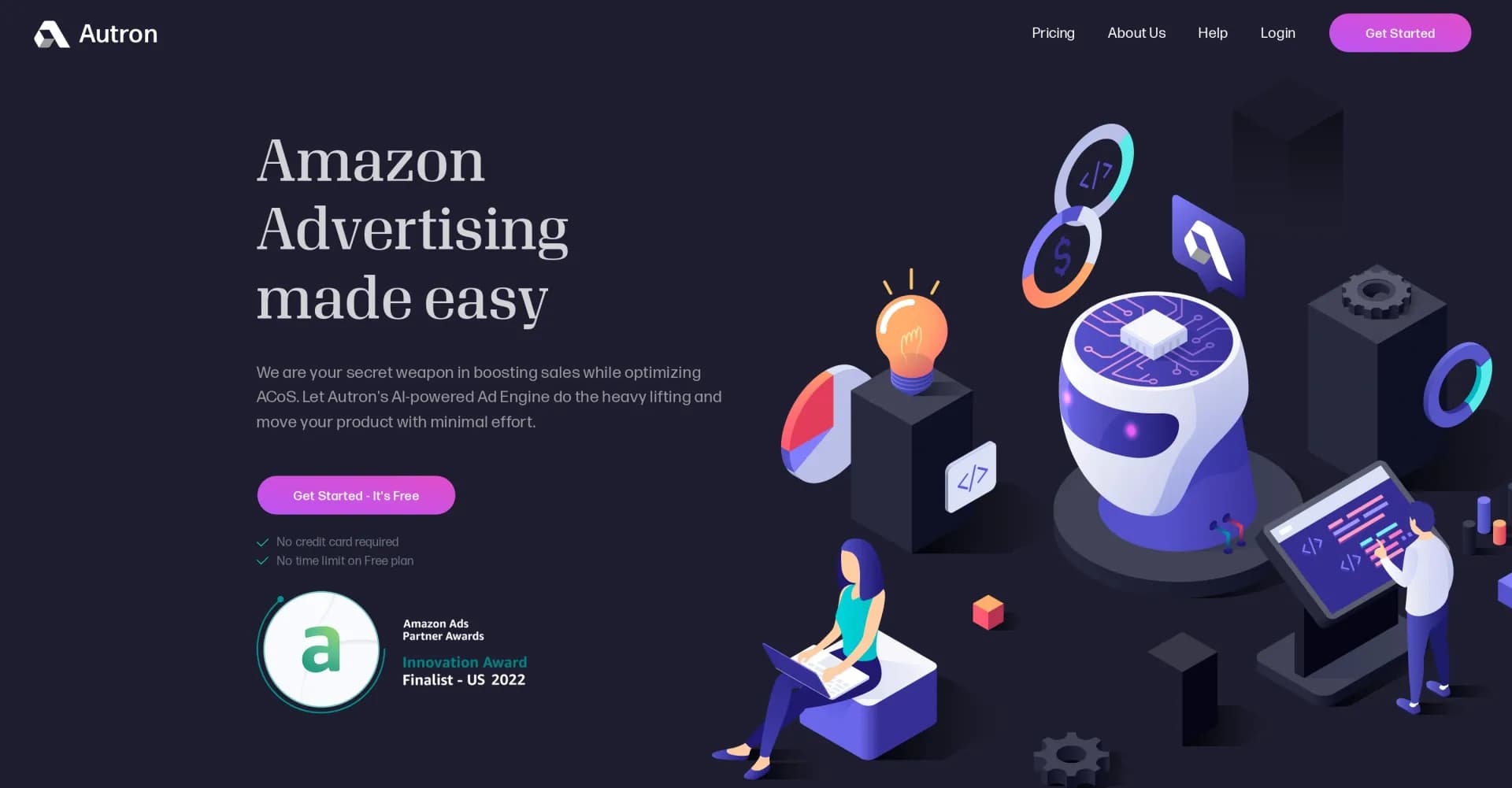 Autron homepage screenshot — Amazon advertising made easy