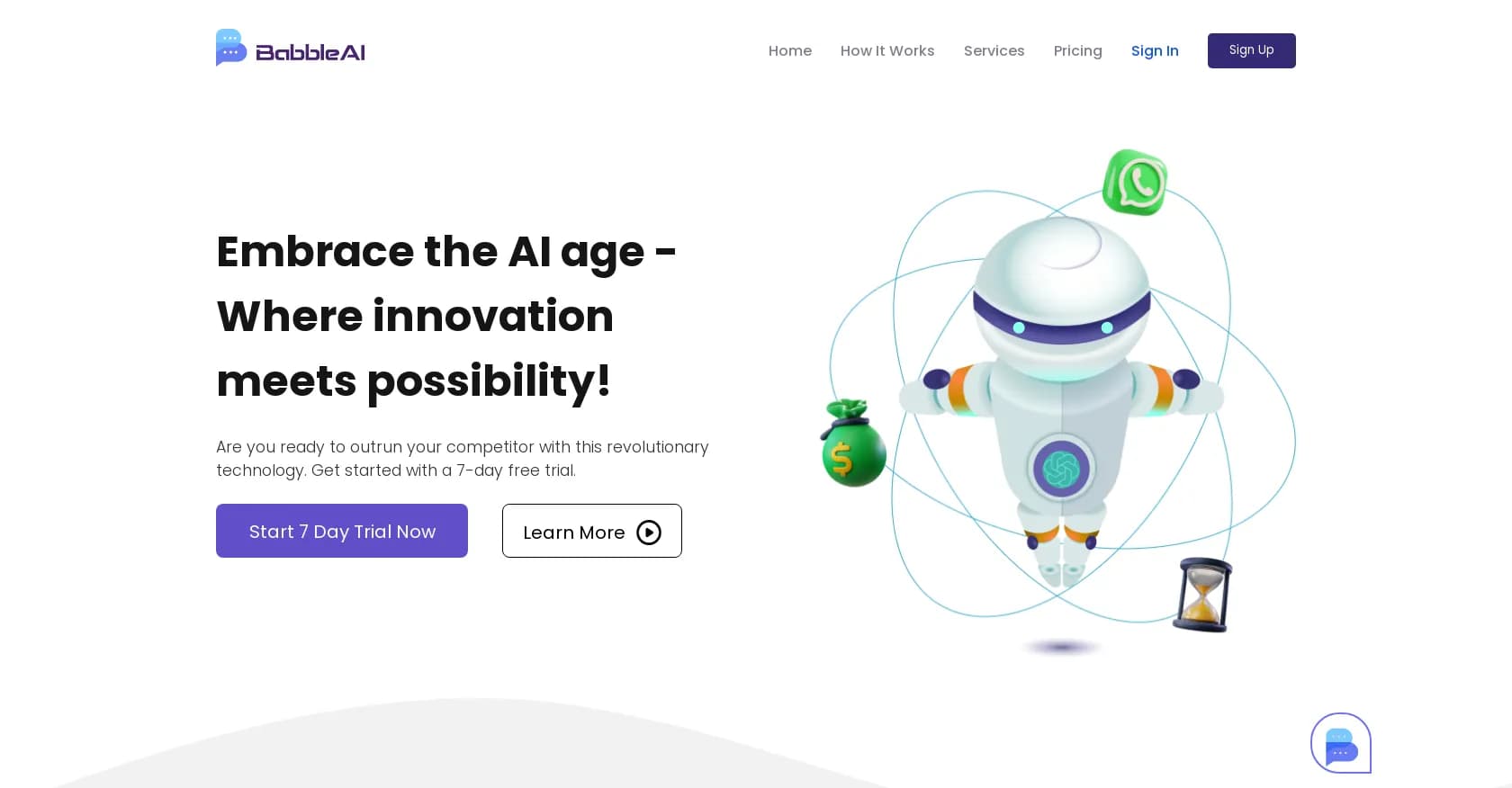 Babble homepage screenshot — Empower your website with AI-driven chat