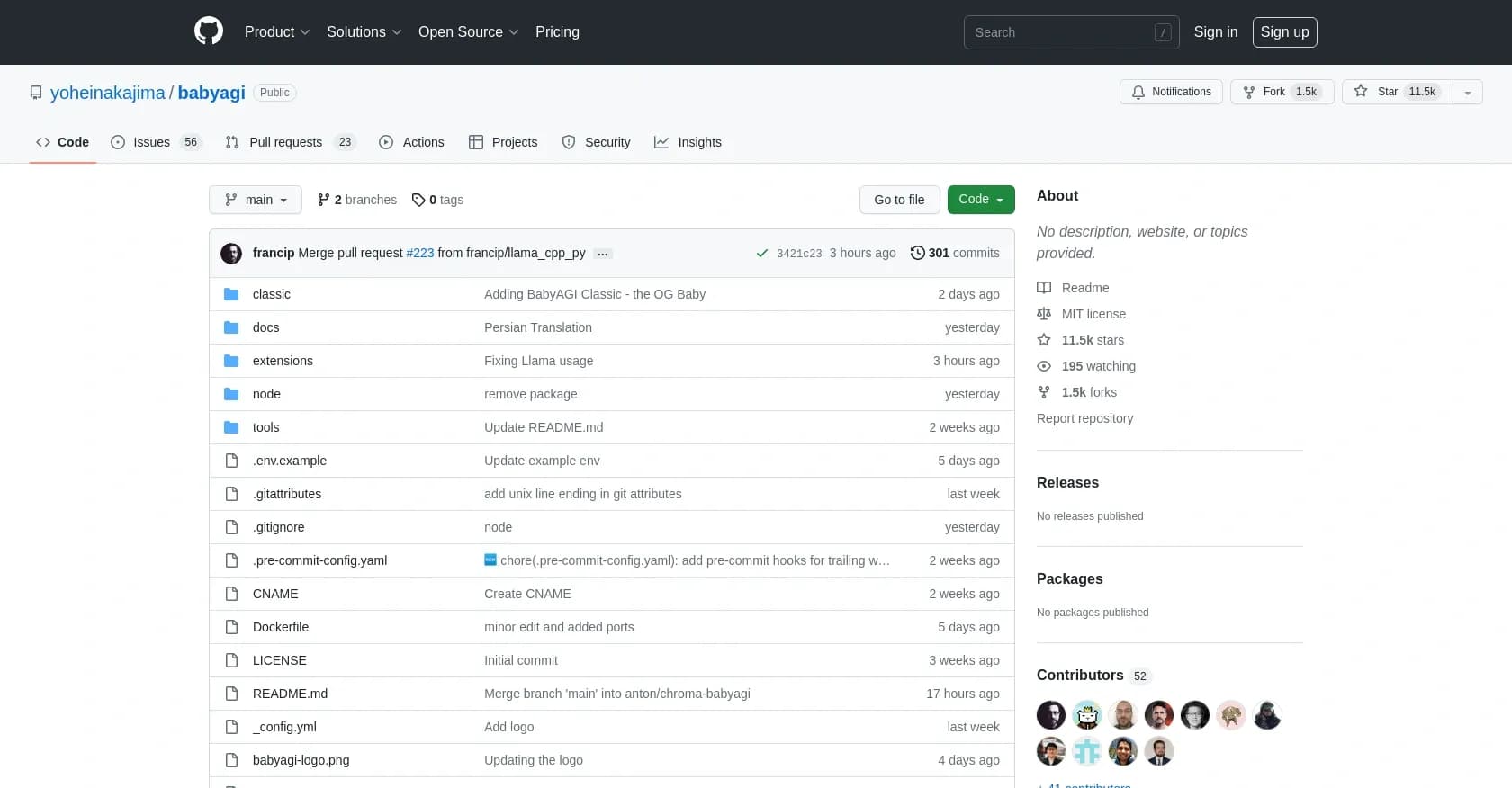 Baby AGI homepage screenshot — Automate AI tasks with customizable workflows