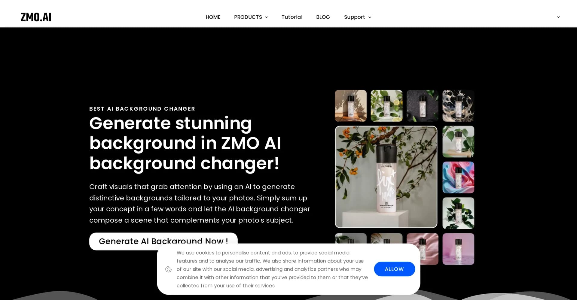 Background Changer homepage screenshot — Change your image background instantly with AI
