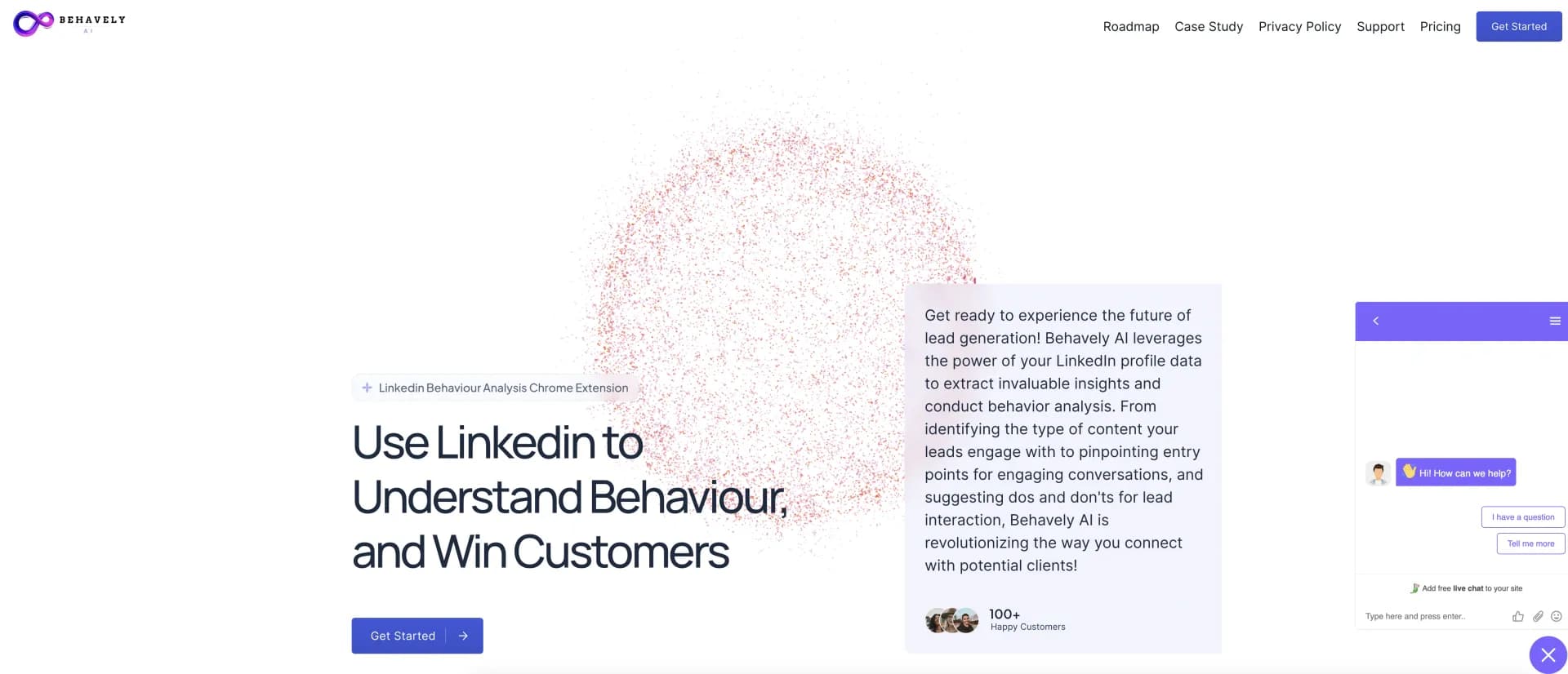 Behavely AI homepage screenshot — Analyze LinkedIn profiles to win customers.