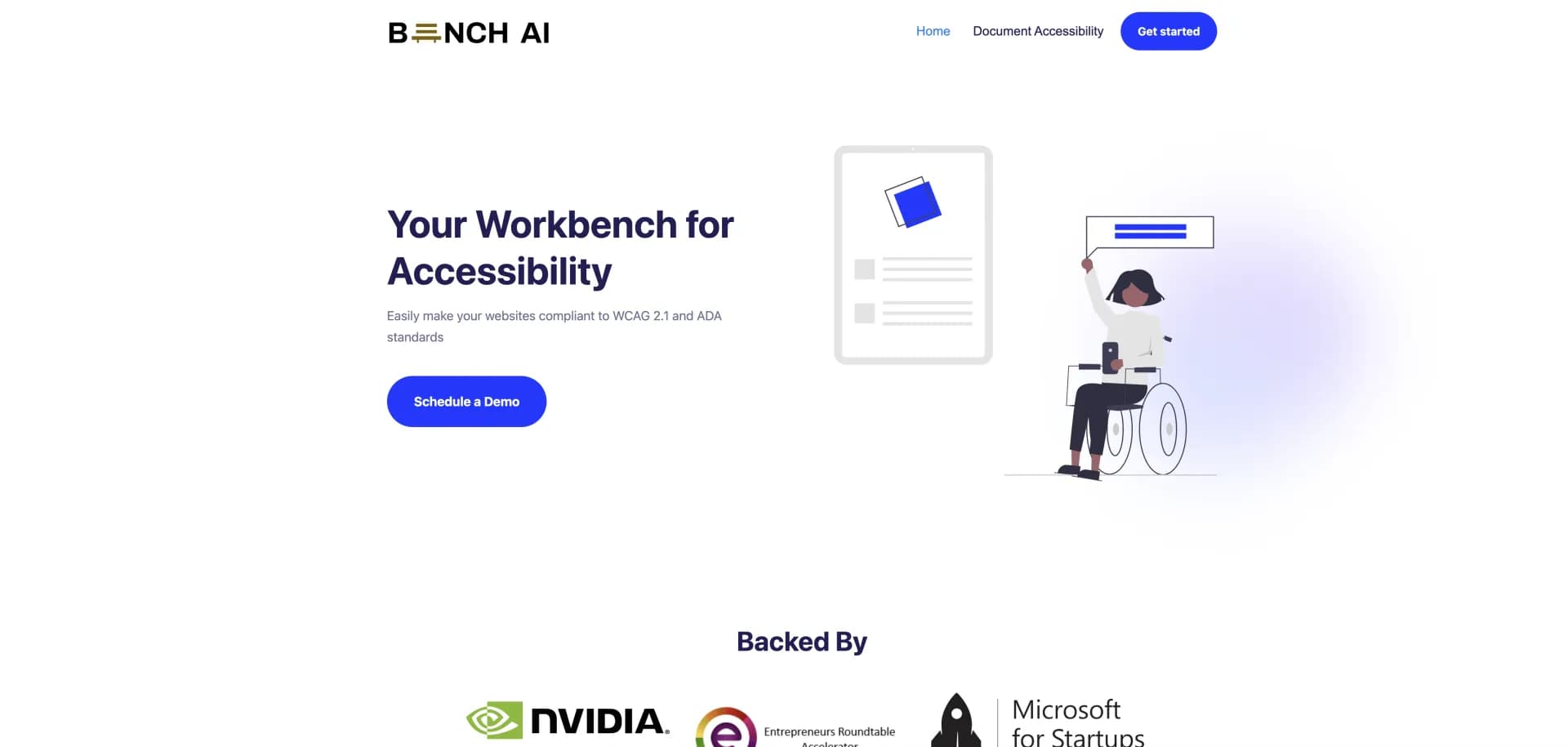 Bench AI homepage screenshot — AI simplified: Train and deploy ML on the cloud.