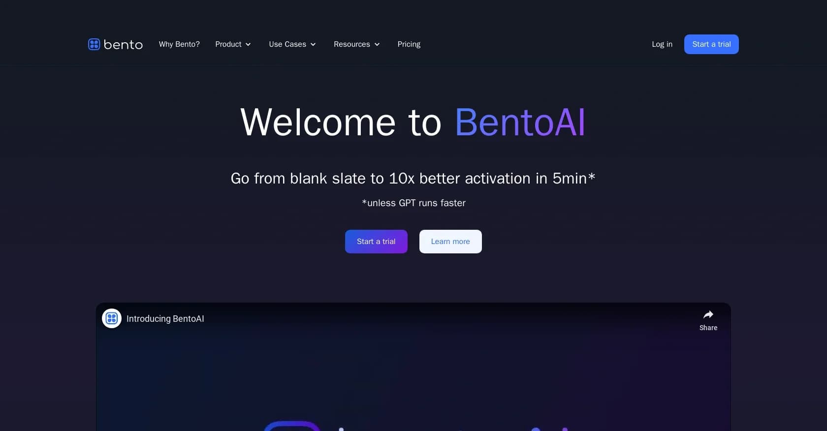 BentoAI homepage screenshot — Generate effective guides from existing content.