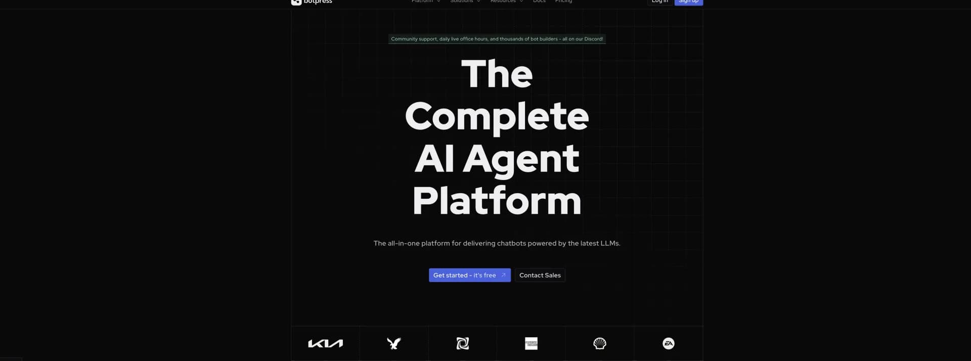 Botpress homepage screenshot — Build ChatGPT chatbots faster with Botpress