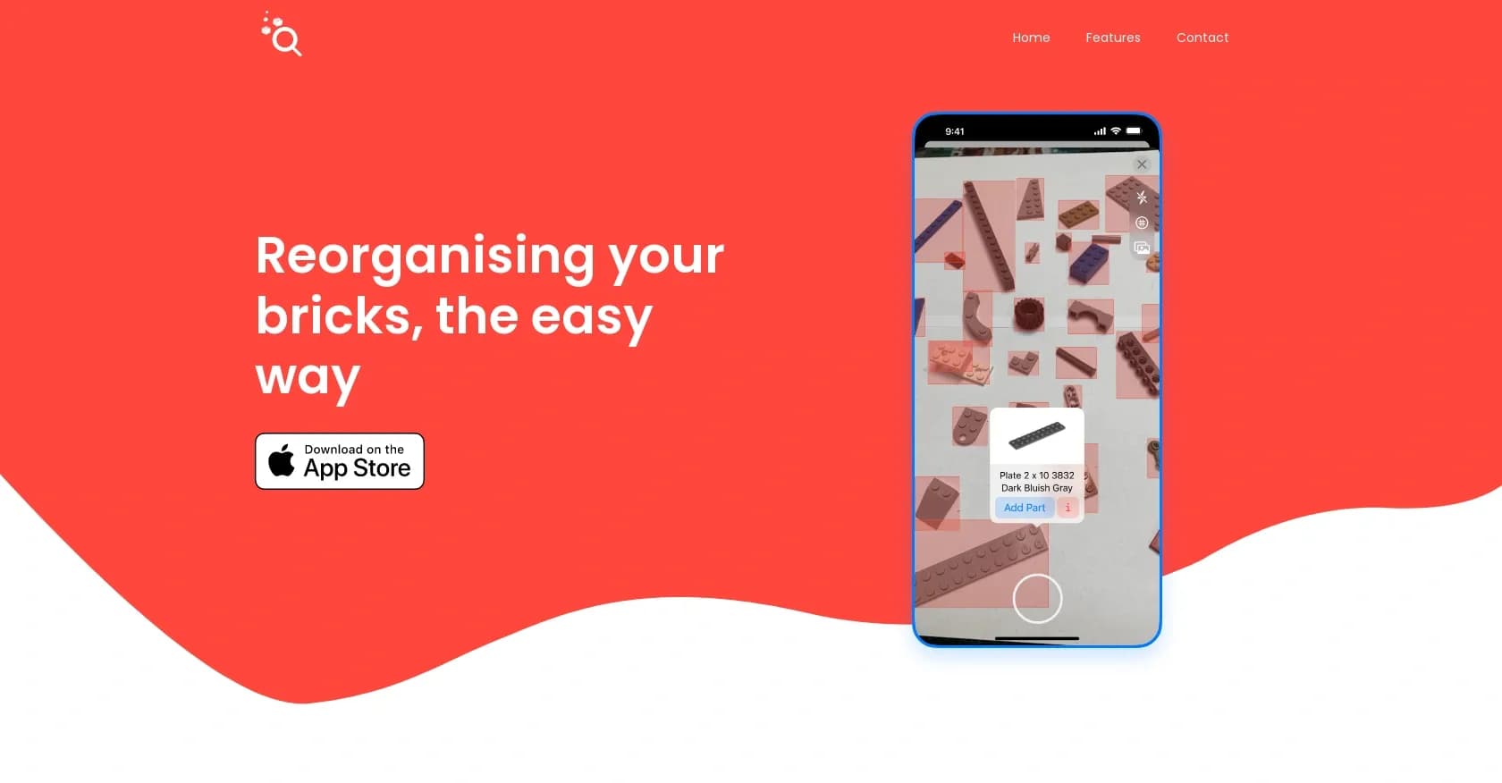 Bricksee homepage screenshot — Reorganize your LEGO bricks effortlessly
