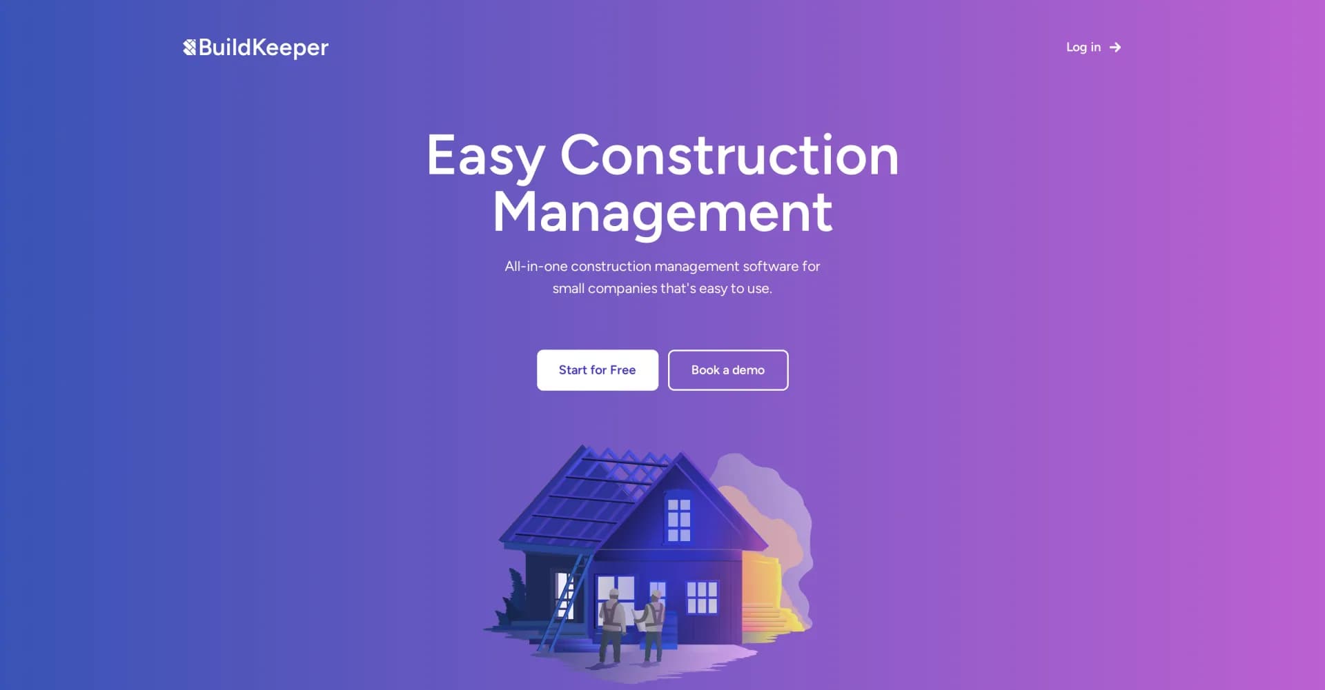 BuildKeeper homepage screenshot — AI-powered construction management made simple.