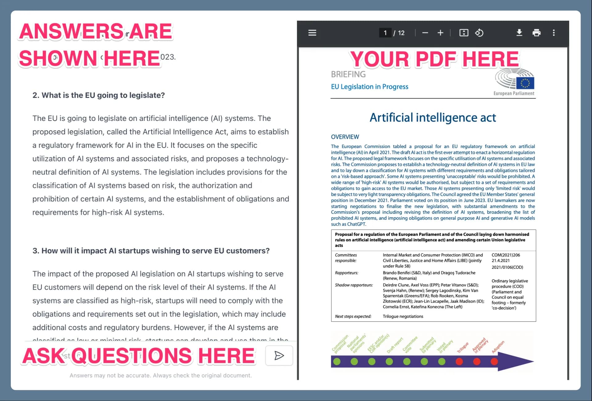 BunniAI homepage screenshot — Summarise & extract answers from PDFs.