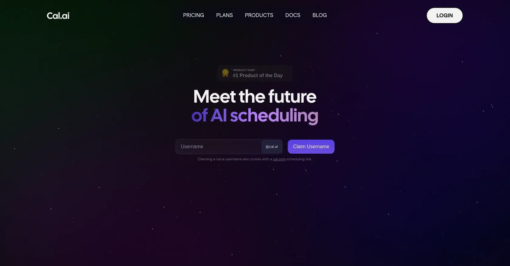 Cal.AIv5.1 homepage screenshot — AI-powered scheduling assistant