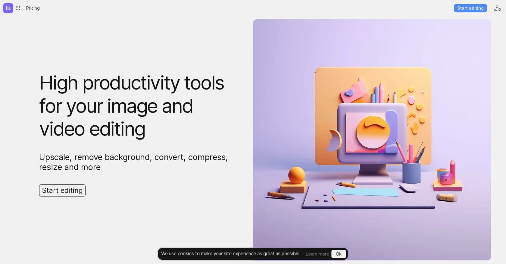 Ceacle tools homepage screenshot — AI-powered creative editing tools for images and videos