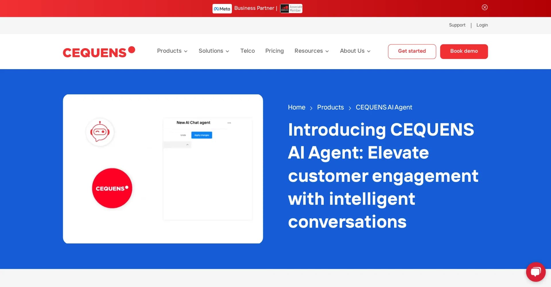 CEQUENS AI Agent homepage screenshot — Effortless customer engagement with AI in minutes.