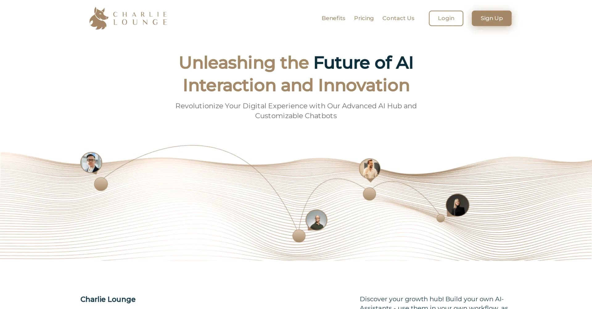 Charlie Lounge homepage screenshot — Unify AI tools for seamless interaction and innovation