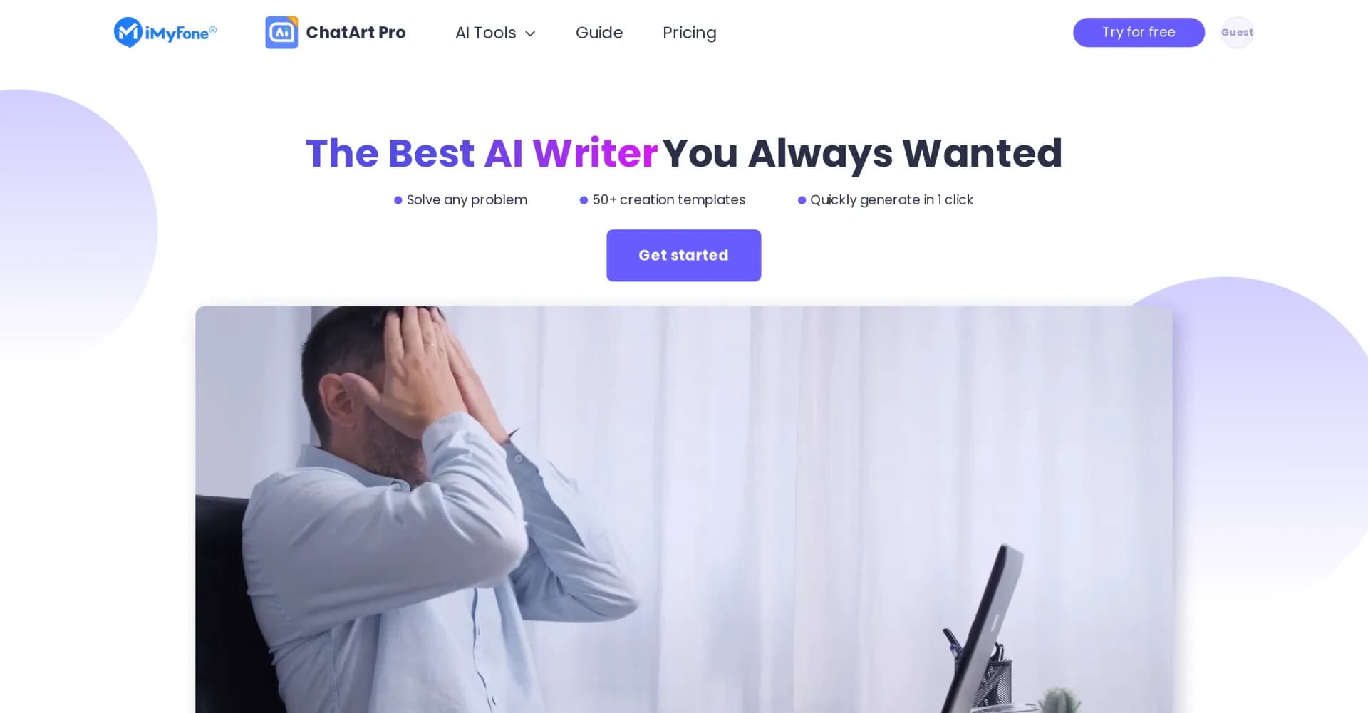 ChatArtPro homepage screenshot — Create compelling content with AI in minutes.